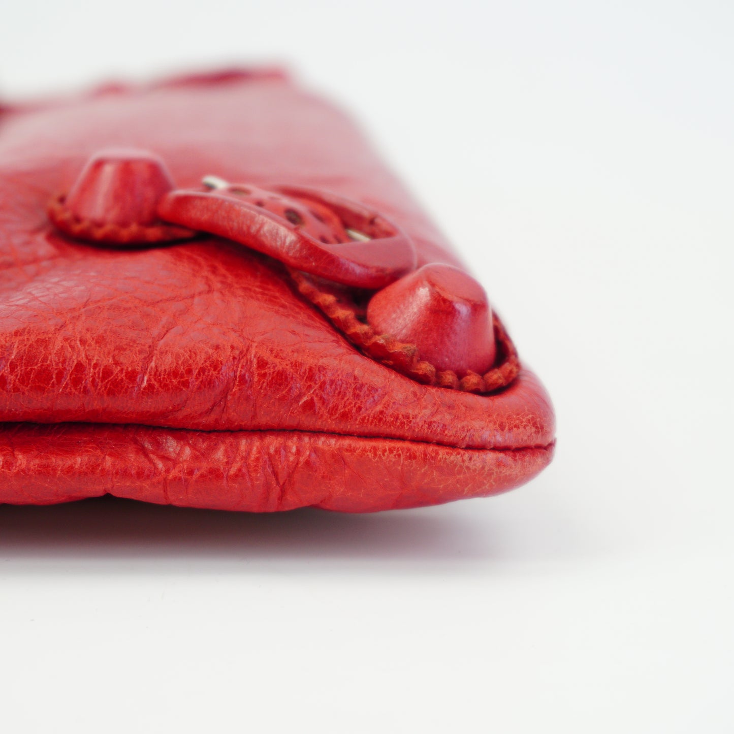 Balenciaga Lambskin Motocross Giant 21 Brogues Envelope Clutch Medium Red SHW