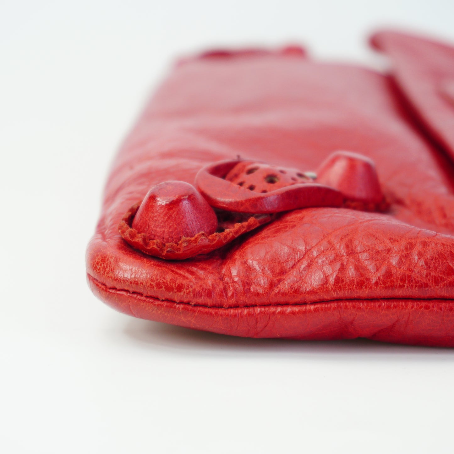 Balenciaga Lambskin Motocross Giant 21 Brogues Envelope Clutch Medium Red SHW
