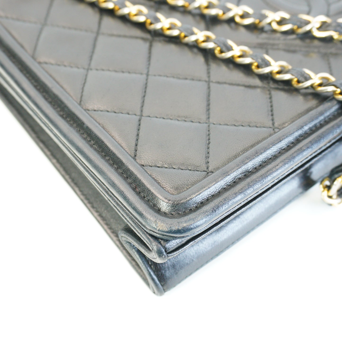 Chanel Vinatage Metelasse Quilted Double Chain Shoulder Bag Medium GHW\