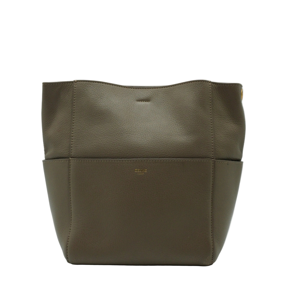 Celine Sangle Bucket Small Grained Calfskin Taupe GHW