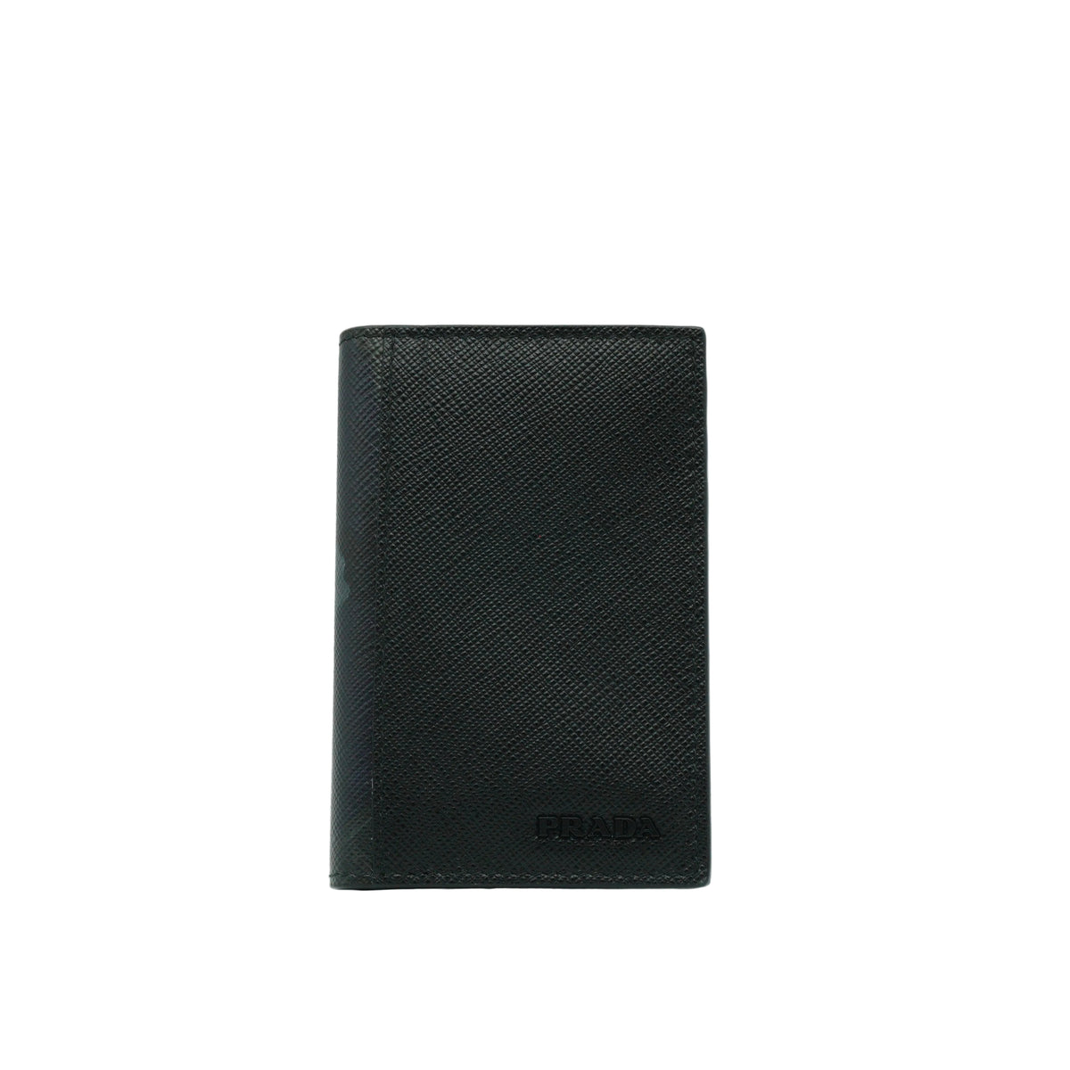 Prada Saffiano Leather Vertical Card Holder Black Wallet