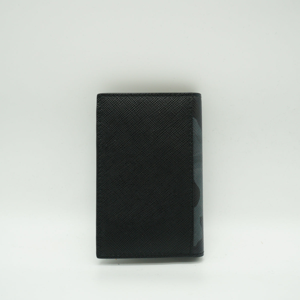 Prada Saffiano Leather Vertical Card Holder Black Wallet