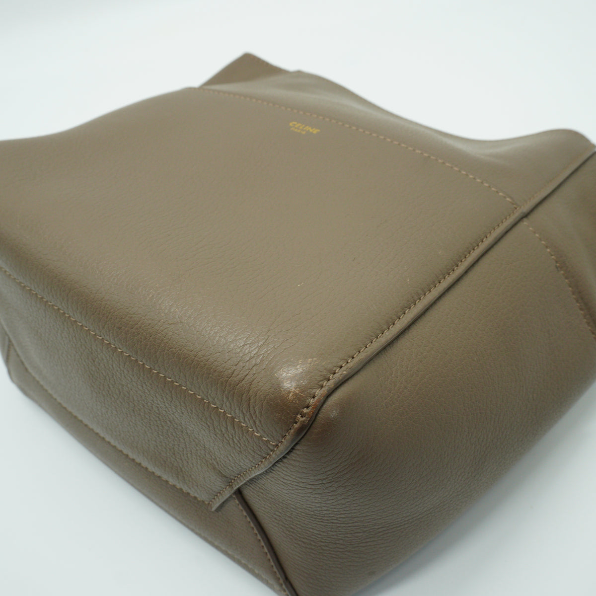 Celine Sangle Bucket Small Grained Calfskin Taupe GHW