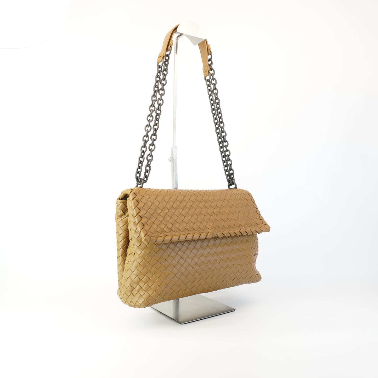 Bottega Veneta Olimpia Intrecciato Woven Leather Brown