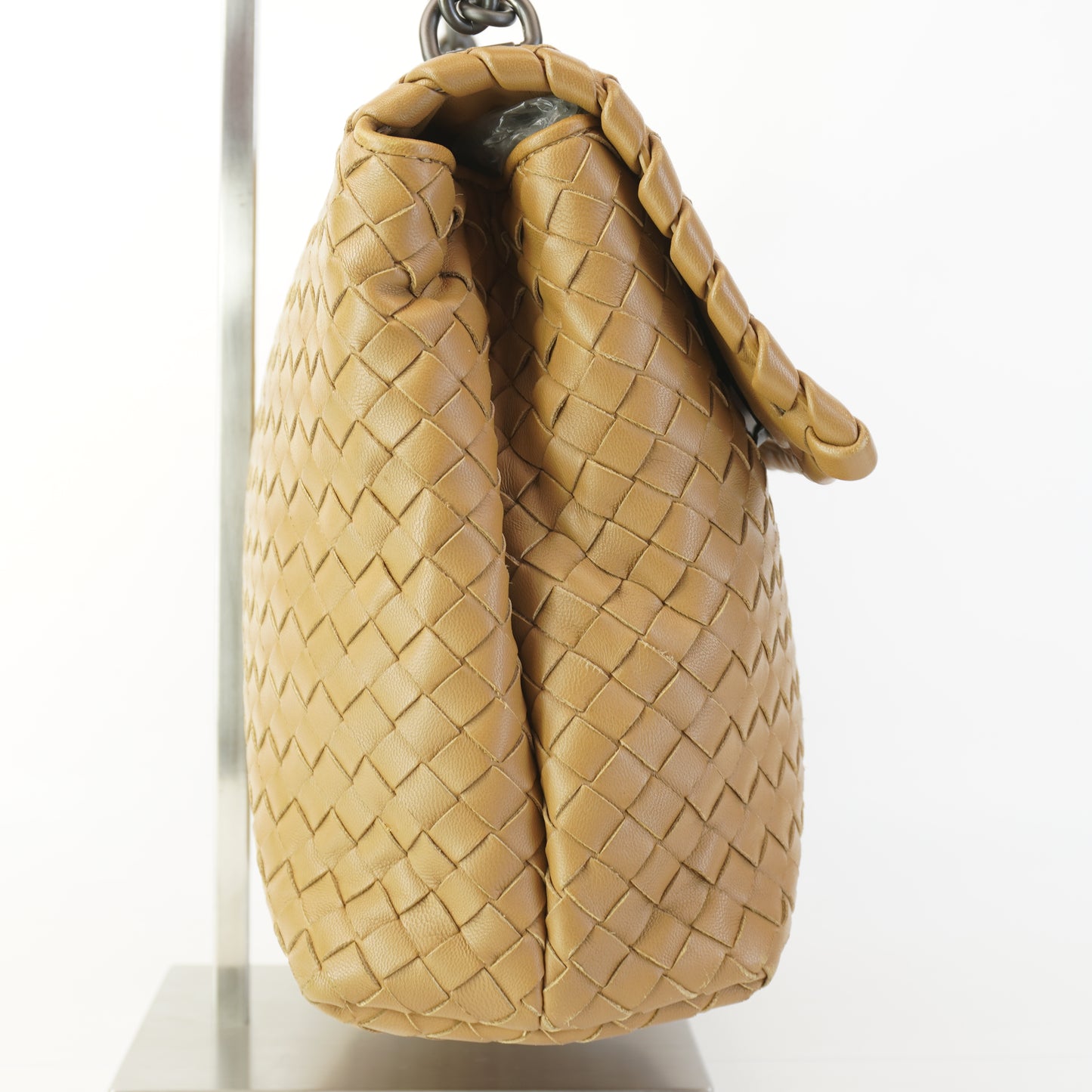Bottega Veneta Olimpia Intrecciato Woven Leather Brown