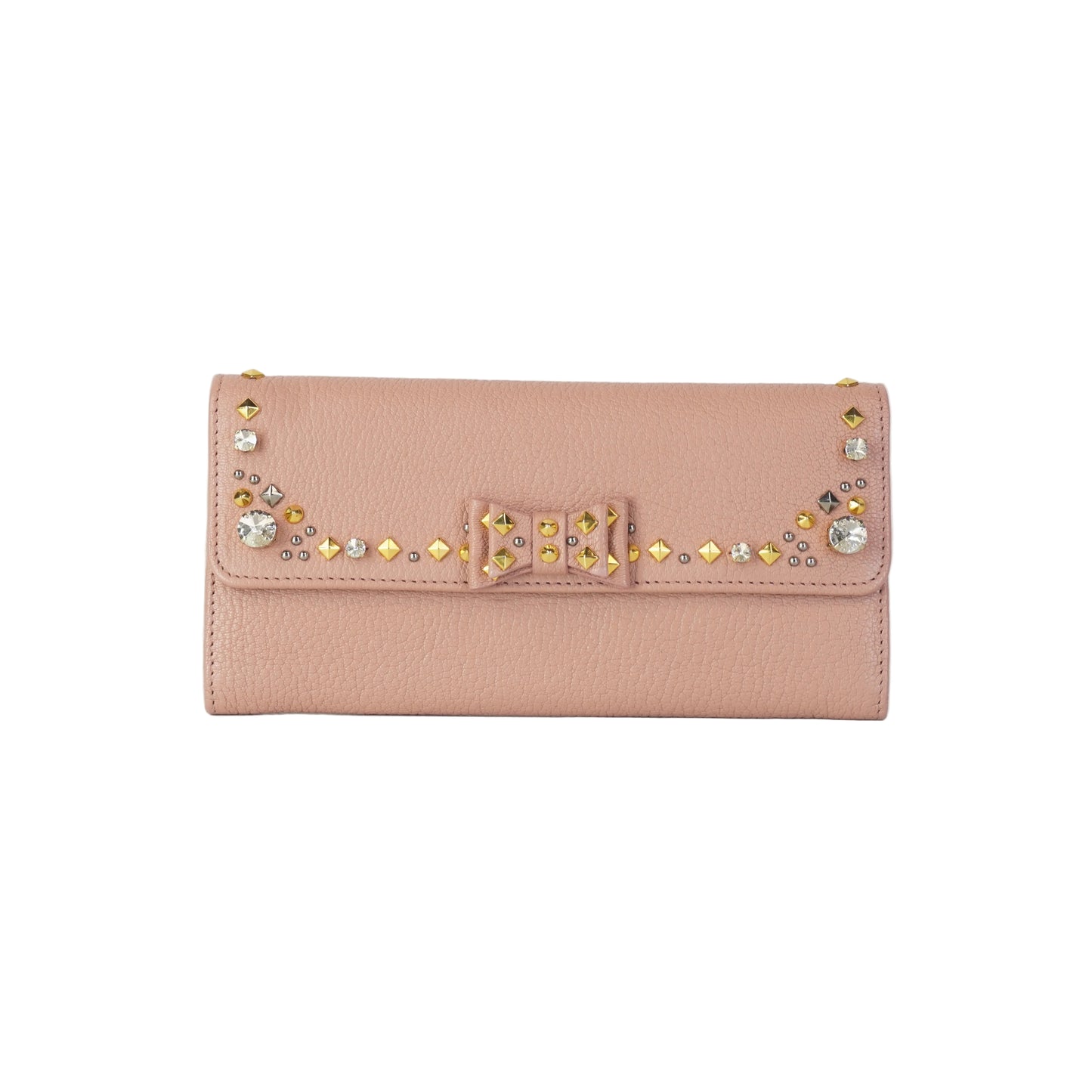Miu Miu 	Studded Ribbon Bifold Wallet Small GHW