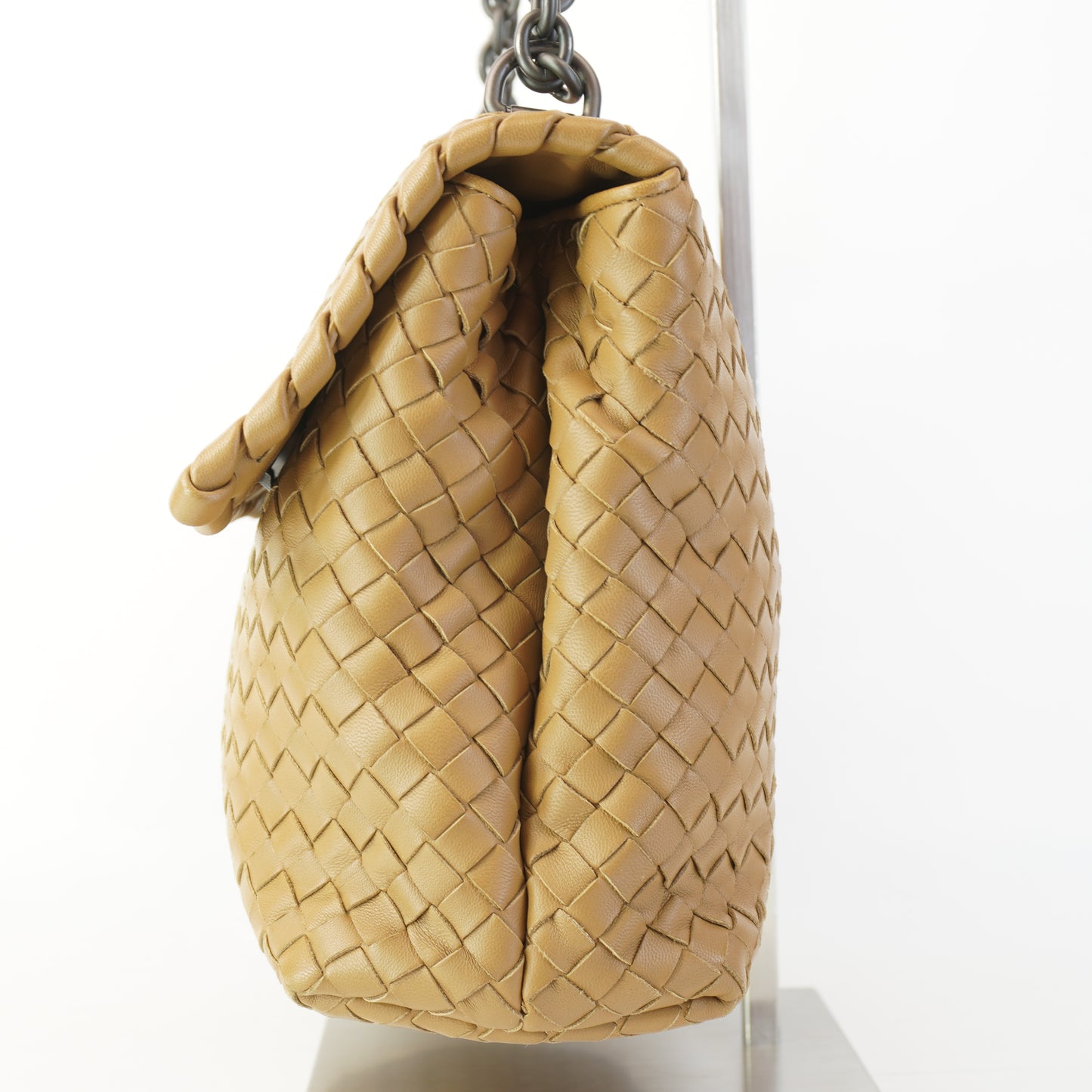 Bottega Veneta Olimpia Intrecciato Woven Leather Brown