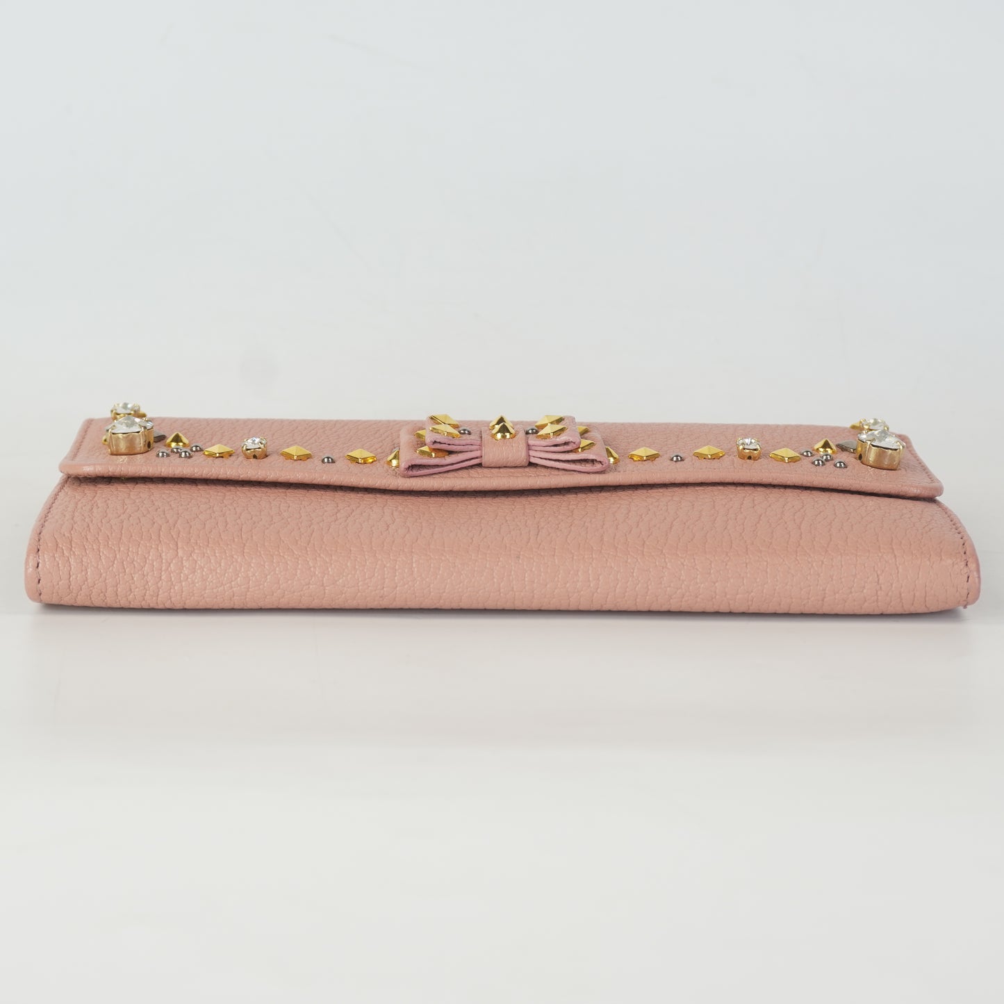 Miu Miu 	Studded Ribbon Bifold Wallet Small GHW