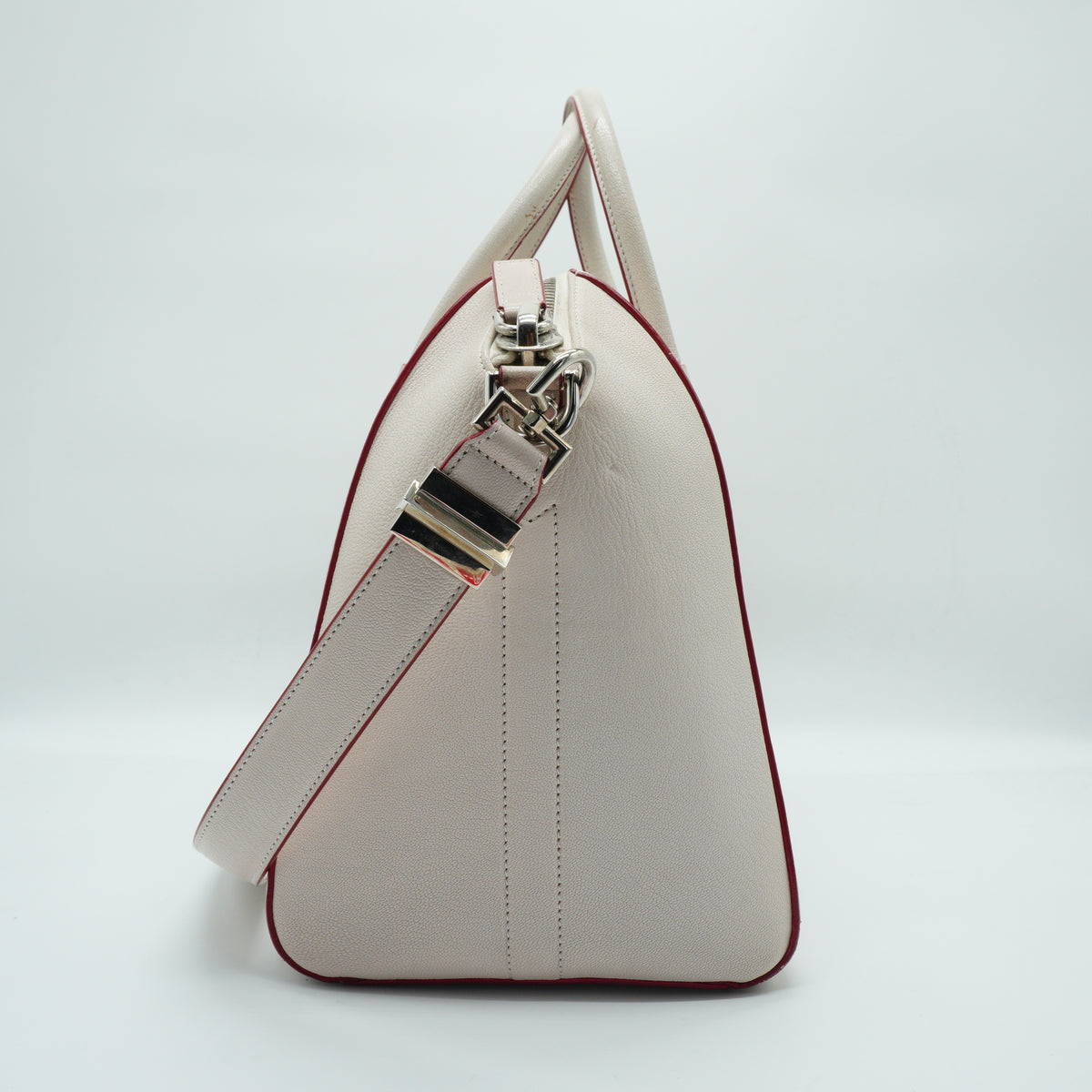 Givenchy Antigona Large Goatskin Leather Chalk White Red Edge SHW