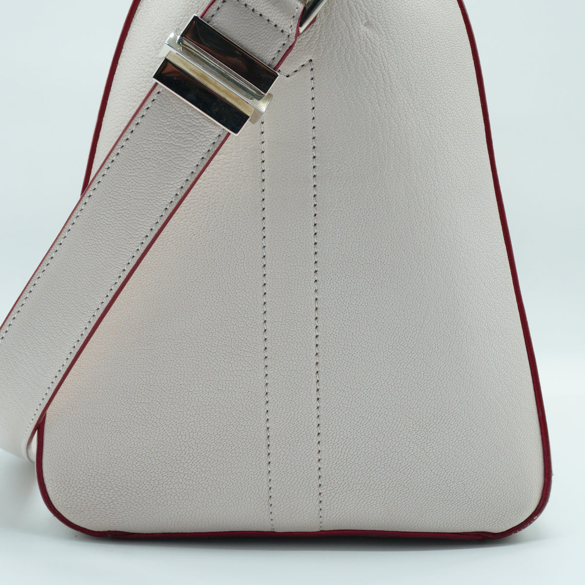 Givenchy Antigona Large Goatskin Leather Chalk White Red Edge SHW