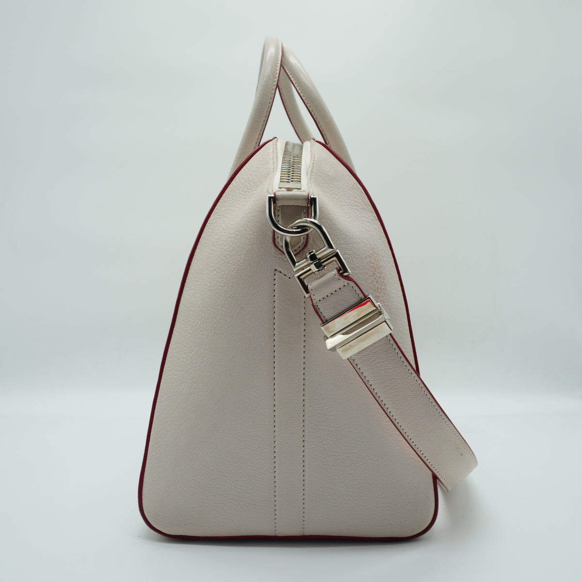 Givenchy Antigona Large Goatskin Leather Chalk White Red Edge SHW