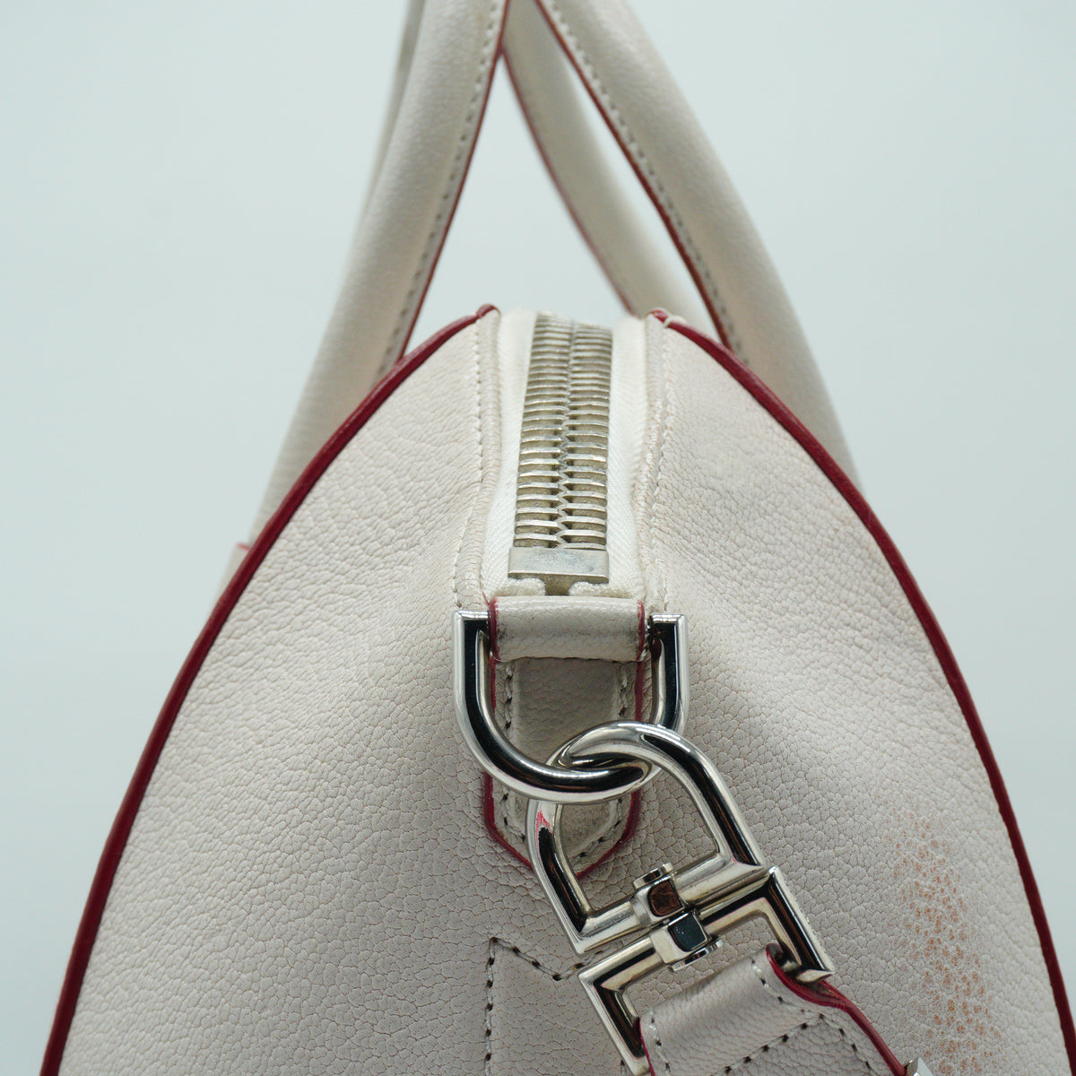 Givenchy Antigona Large Goatskin Leather Chalk White Red Edge SHW