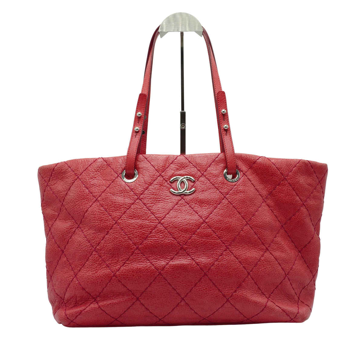 Chanel On The Road Tote Bag Large Calfskin Coral Pink SHW