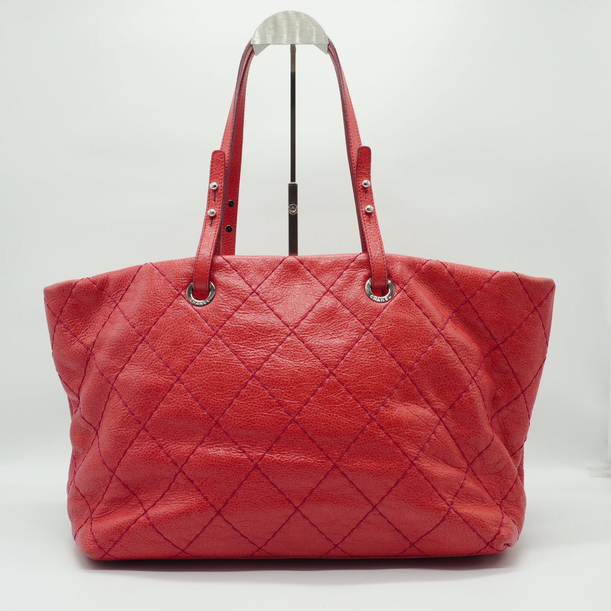 Chanel On The Road Tote Bag Large Calfskin Coral Pink SHW