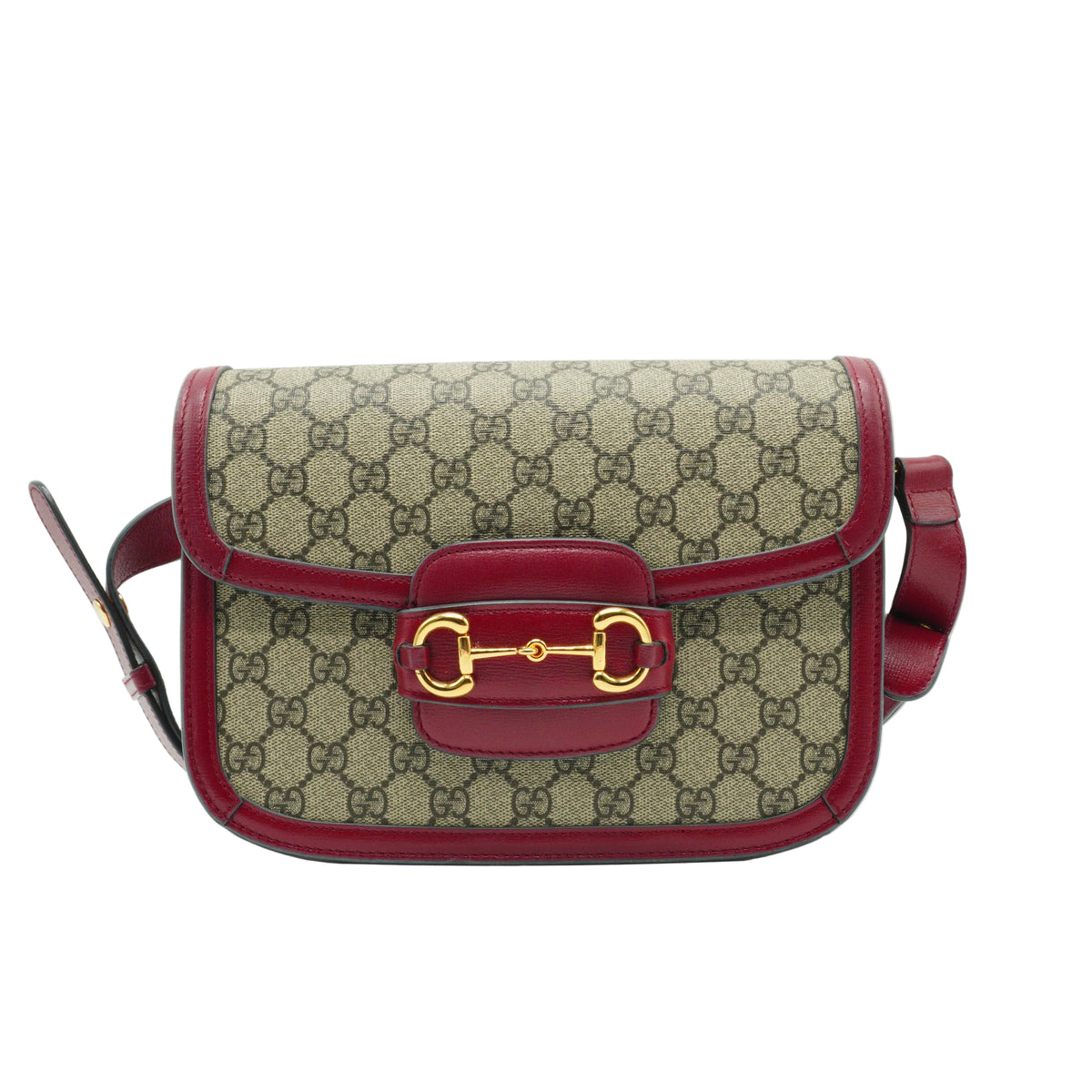 Gucci Horsebit 1995 Shoulder Bag Red Trims GHW Small