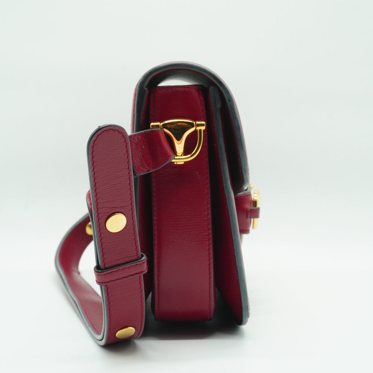 Gucci Horsebit 1995 Shoulder Bag Red Trims GHW Small