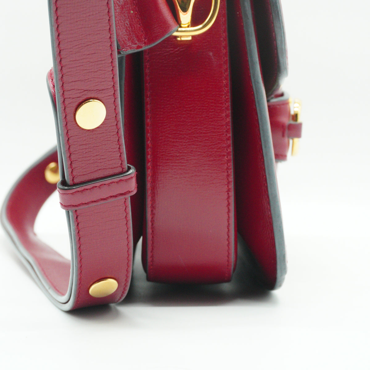 Gucci Horsebit 1995 Shoulder Bag Red Trims GHW Small