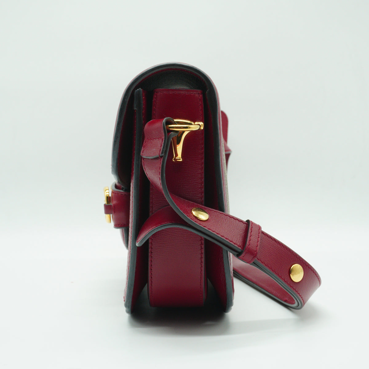 Gucci Horsebit 1995 Shoulder Bag Red Trims GHW Small