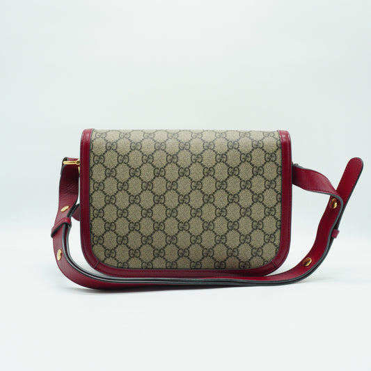 Gucci Horsebit 1995 Shoulder Bag Red Trims GHW Small