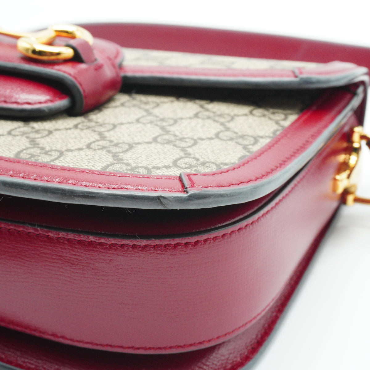 Gucci Horsebit 1995 Shoulder Bag Red Trims GHW Small