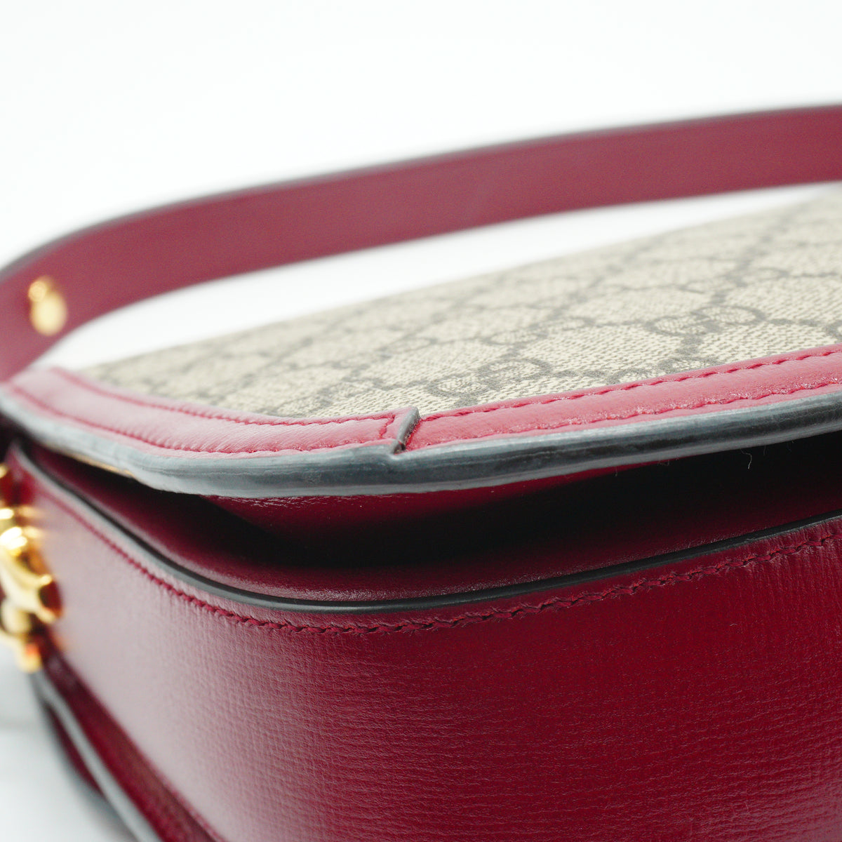 Gucci Horsebit 1995 Shoulder Bag Red Trims GHW Small