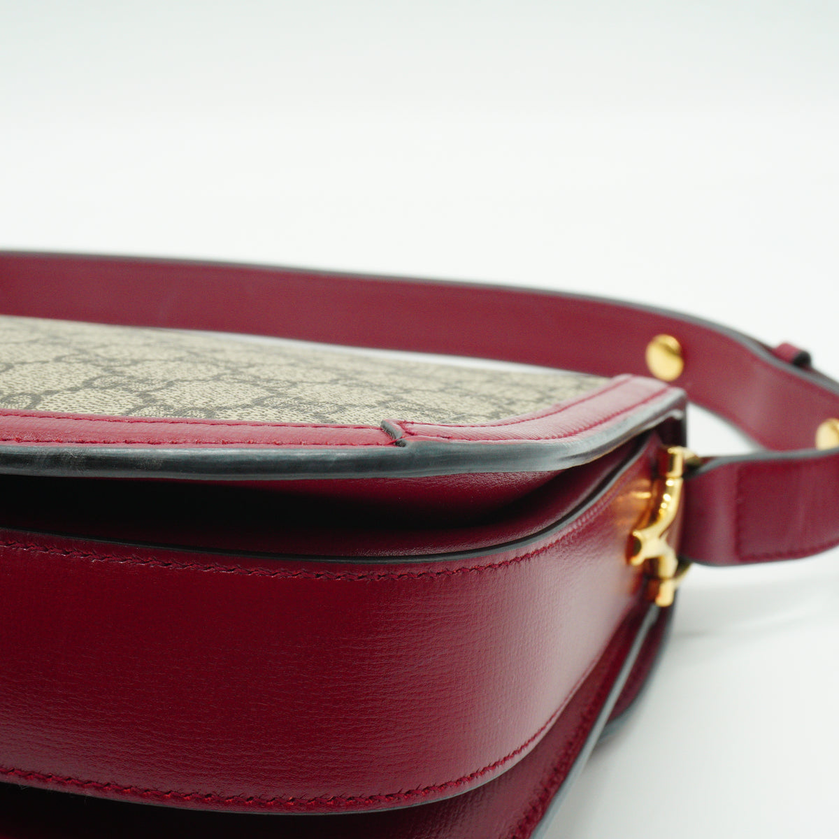 Gucci Horsebit 1995 Shoulder Bag Red Trims GHW Small