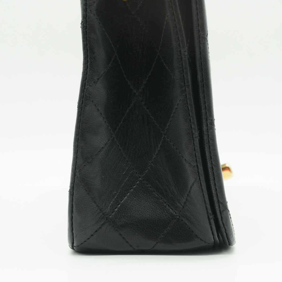 Chanel Quilted Lambskin Full Flap Shoulder Bag Black Medium GHW