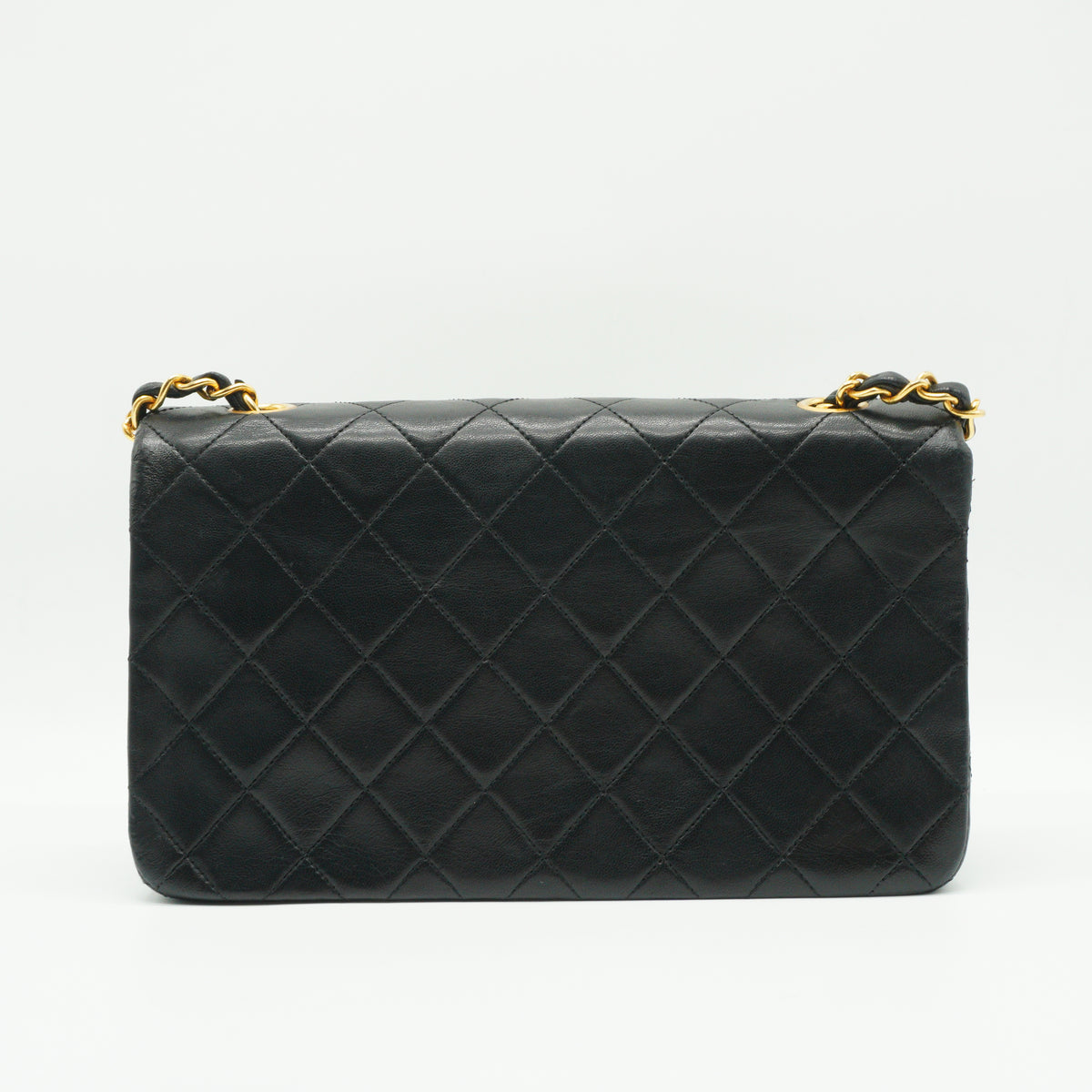 Chanel Quilted Lambskin Full Flap Shoulder Bag Black Medium GHW