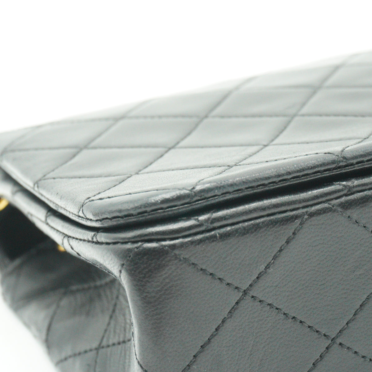 Chanel Quilted Lambskin Full Flap Shoulder Bag Black Medium GHW