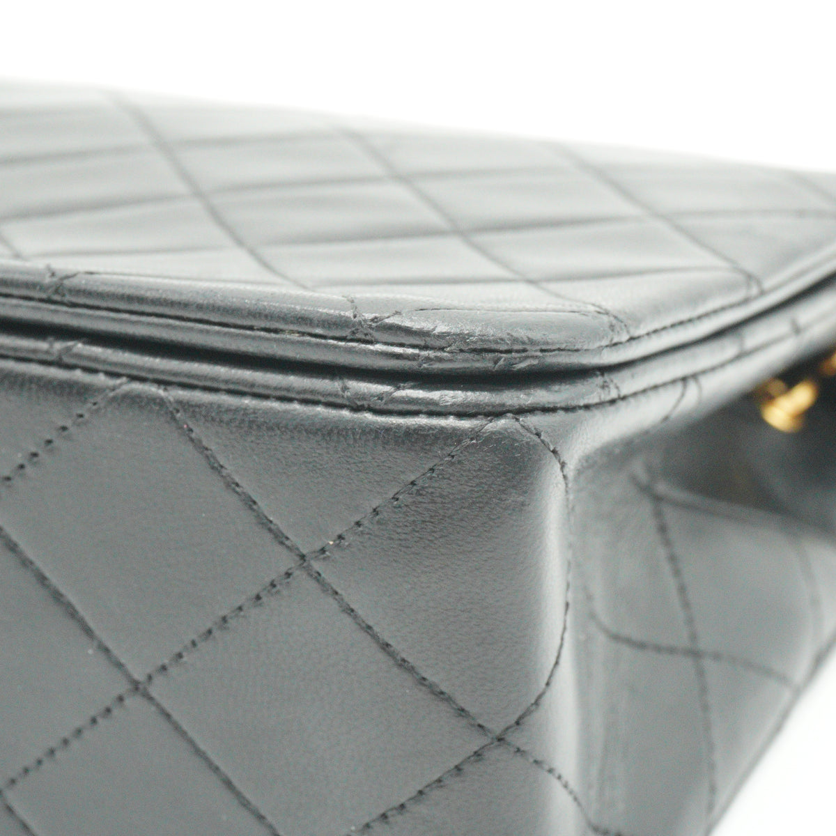 Chanel Quilted Lambskin Full Flap Shoulder Bag Black Medium GHW