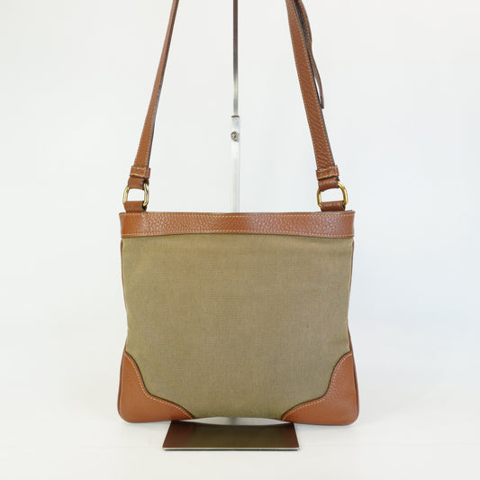 Prada Logo Jacquard Canvas Shoulder Bag Brown Medium GHW