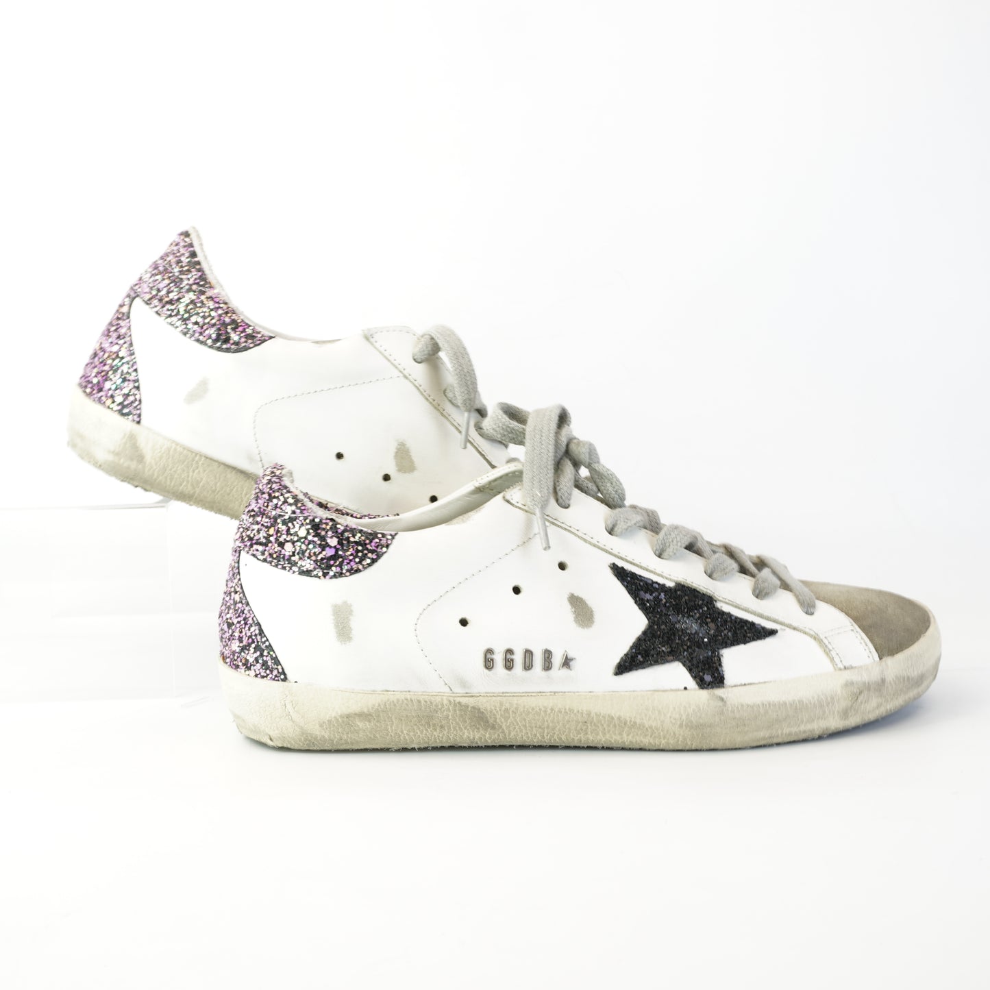 Golden Goose Super-Star Grey Suede with Dark Glitter Star size 38