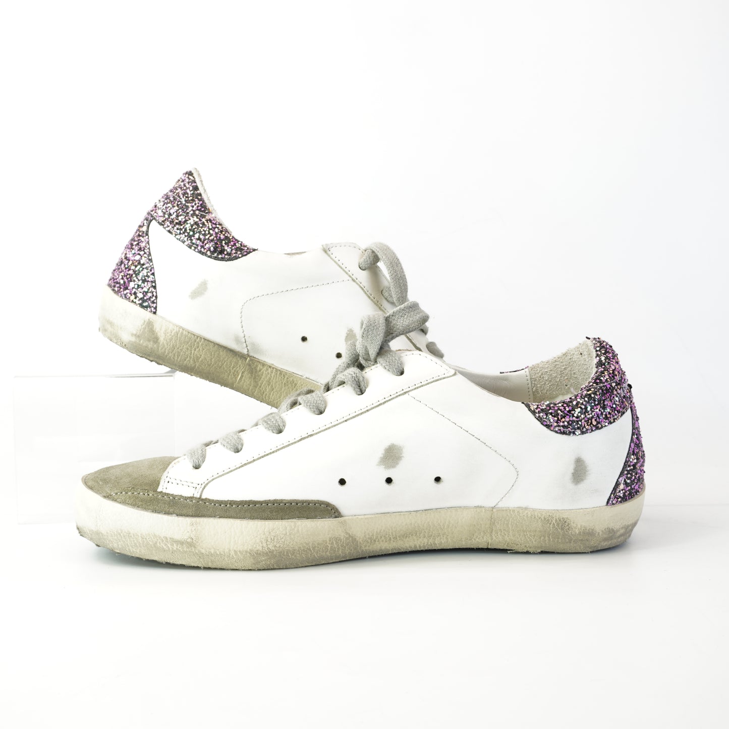 Golden Goose Super-Star Grey Suede with Dark Glitter Star size 38