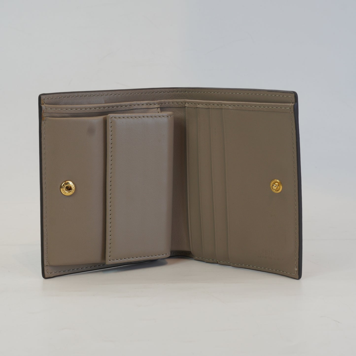 Fendi Compact Leather Bi-Fold Wallet GHW