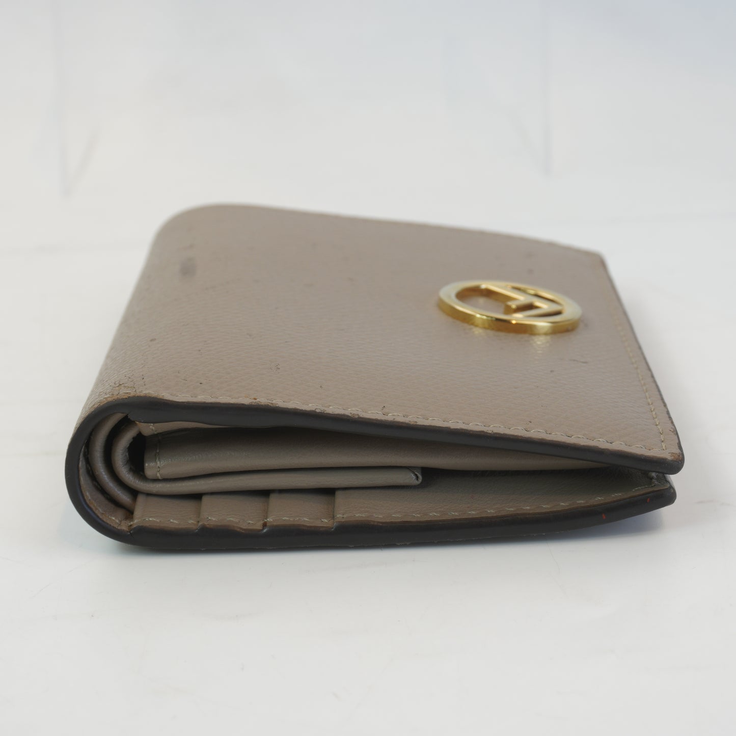 Fendi Compact Leather Bi-Fold Wallet GHW