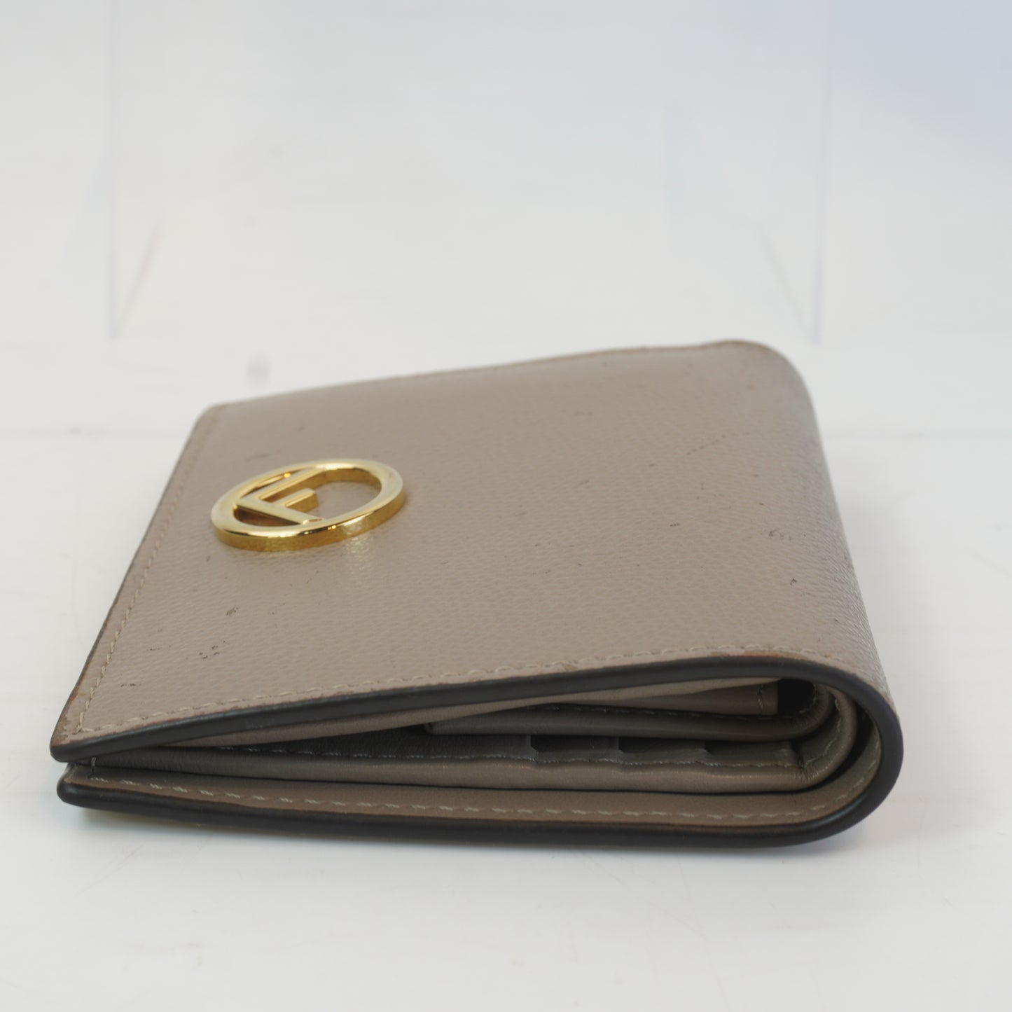 Fendi Compact Leather Bi-Fold Wallet GHW