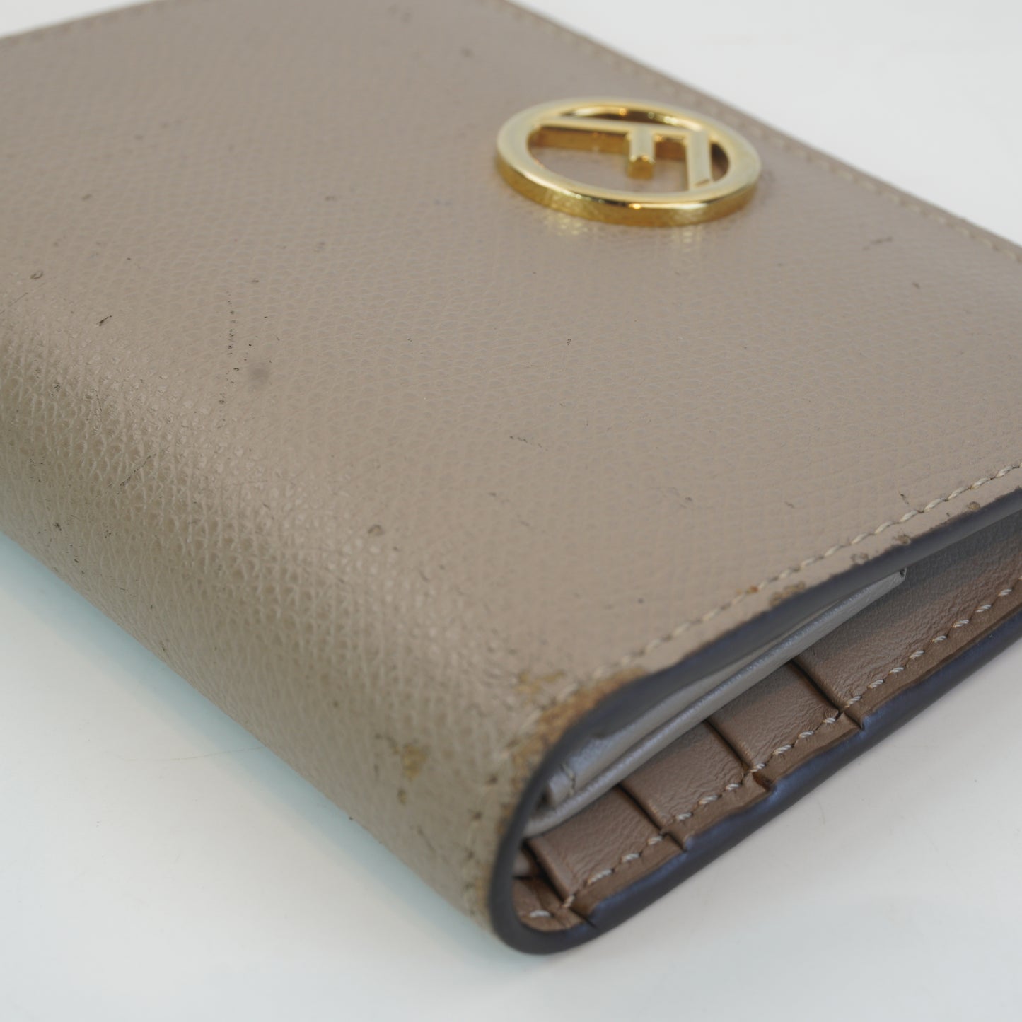 Fendi Compact Leather Bi-Fold Wallet GHW