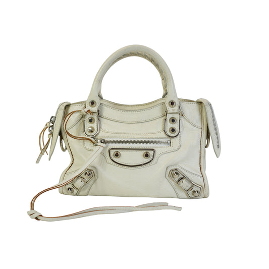 Balenciaga Classic Mini City Bag White SHW