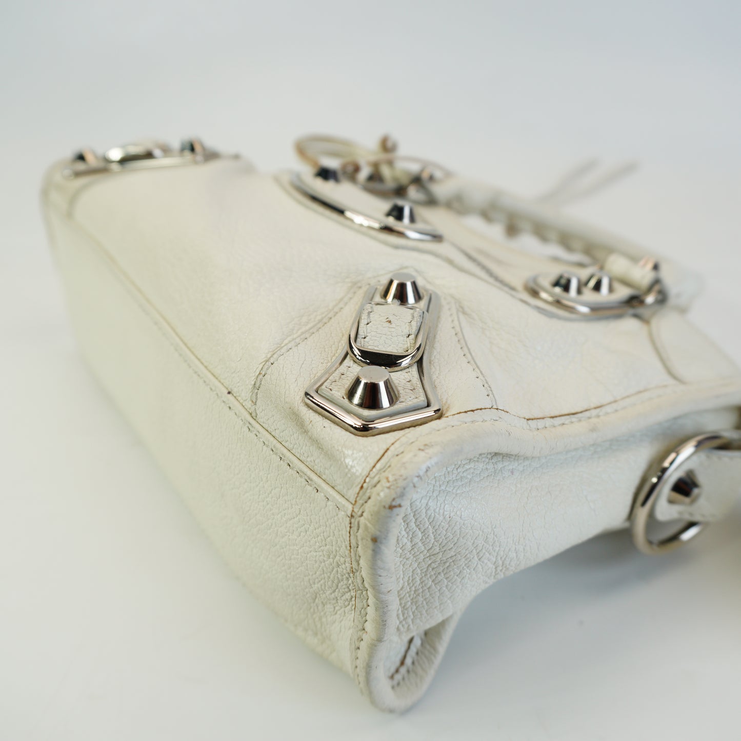 Balenciaga Classic Mini City Bag White SHW