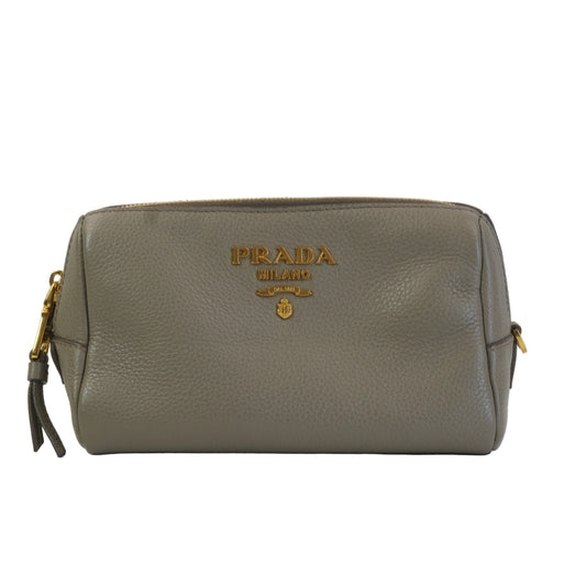 Prada Vitello Daino Leather Pouch Beige GHW