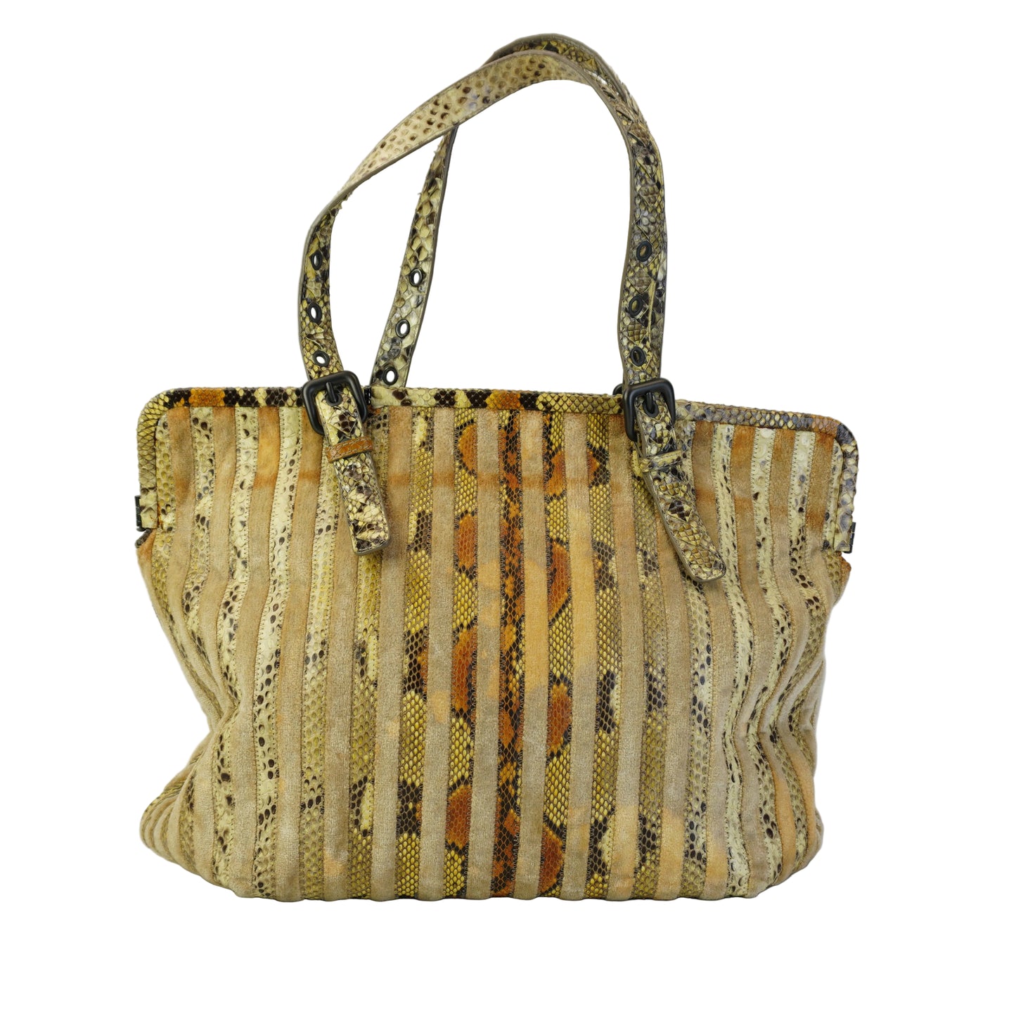 Bottega Veneta Beige Python & Velvet Resina Tote