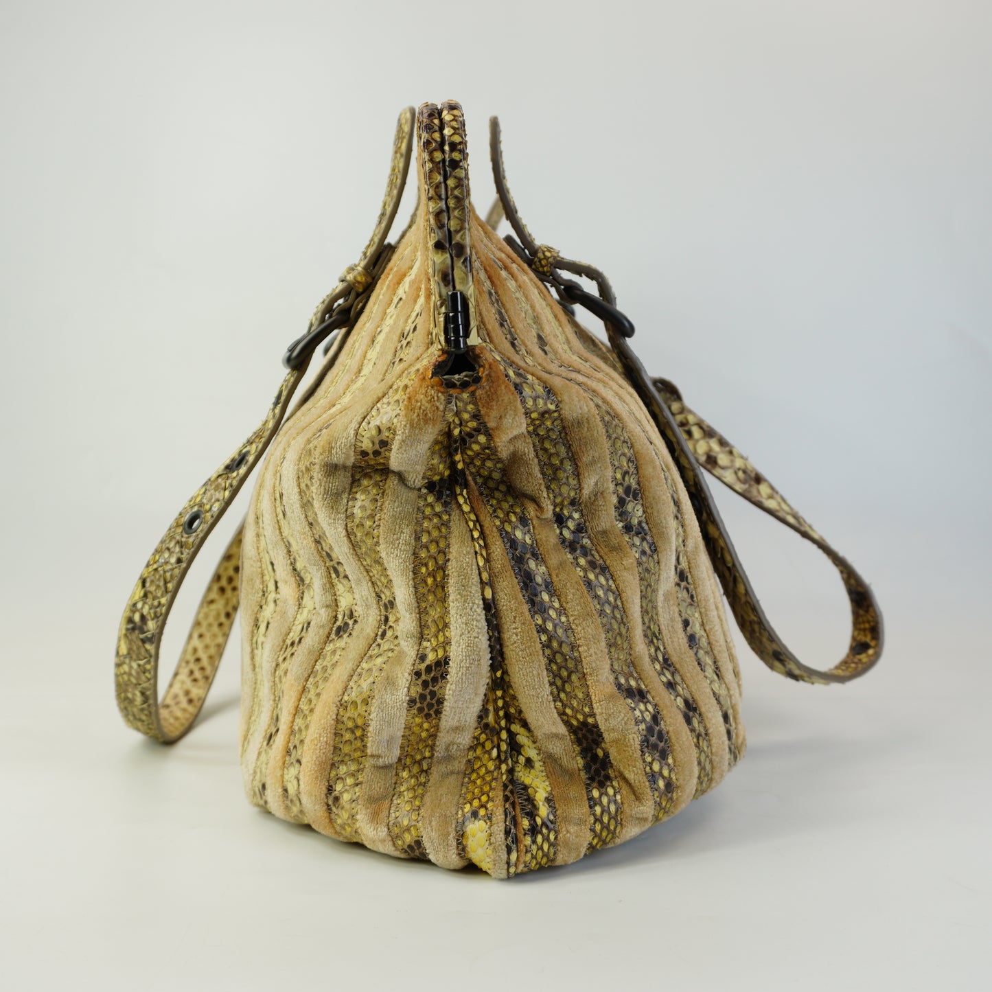Bottega Veneta Beige Python & Velvet Resina Tote