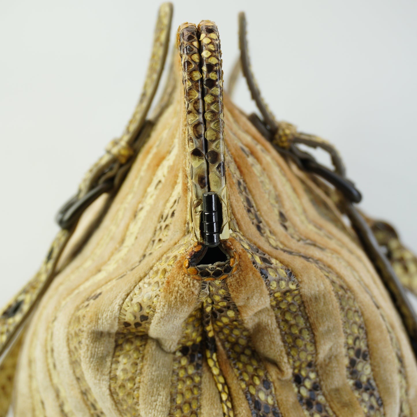Bottega Veneta Beige Python & Velvet Resina Tote