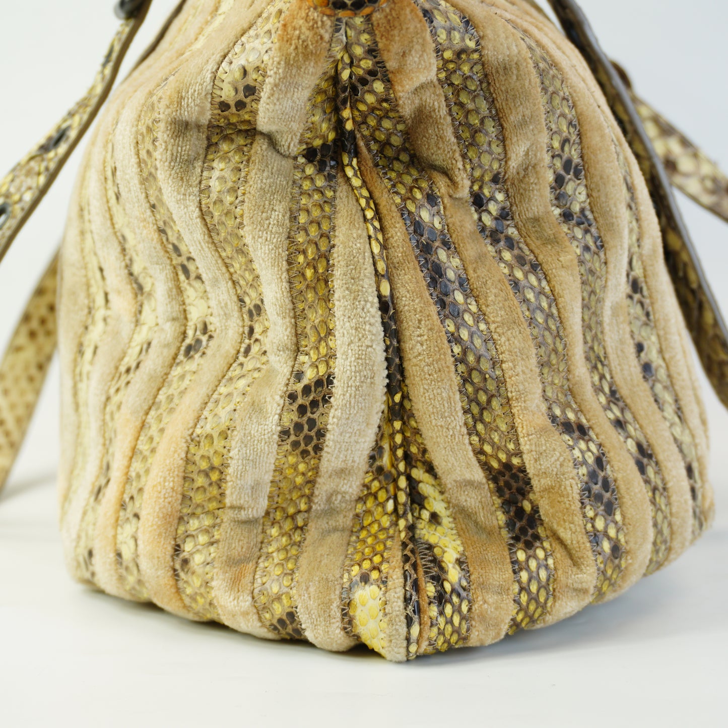 Bottega Veneta Beige Python & Velvet Resina Tote