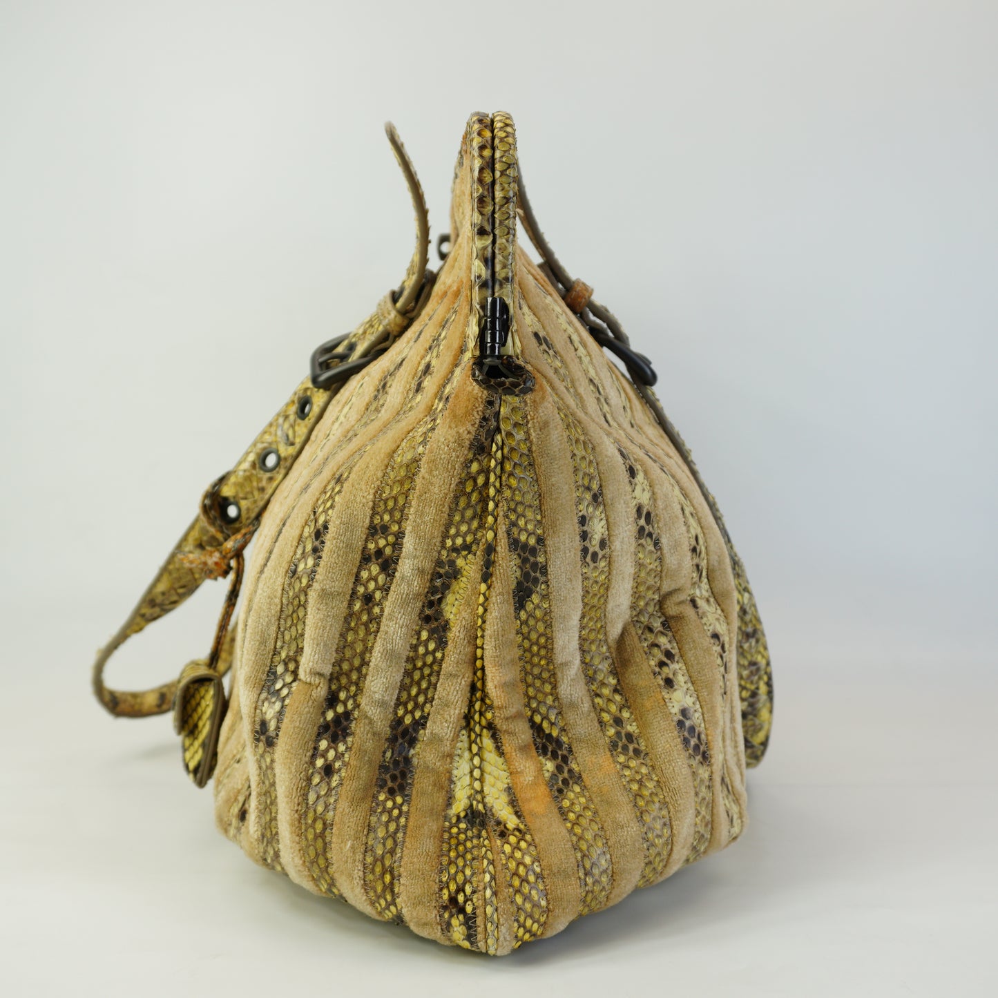 Bottega Veneta Beige Python & Velvet Resina Tote