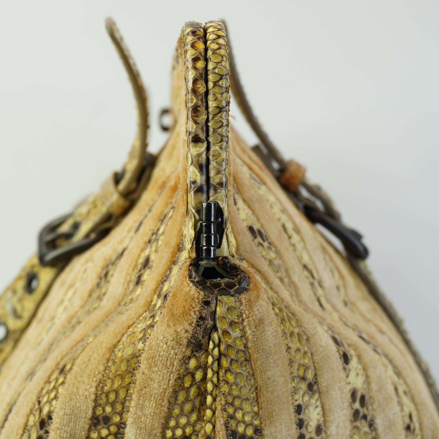Bottega Veneta Beige Python & Velvet Resina Tote