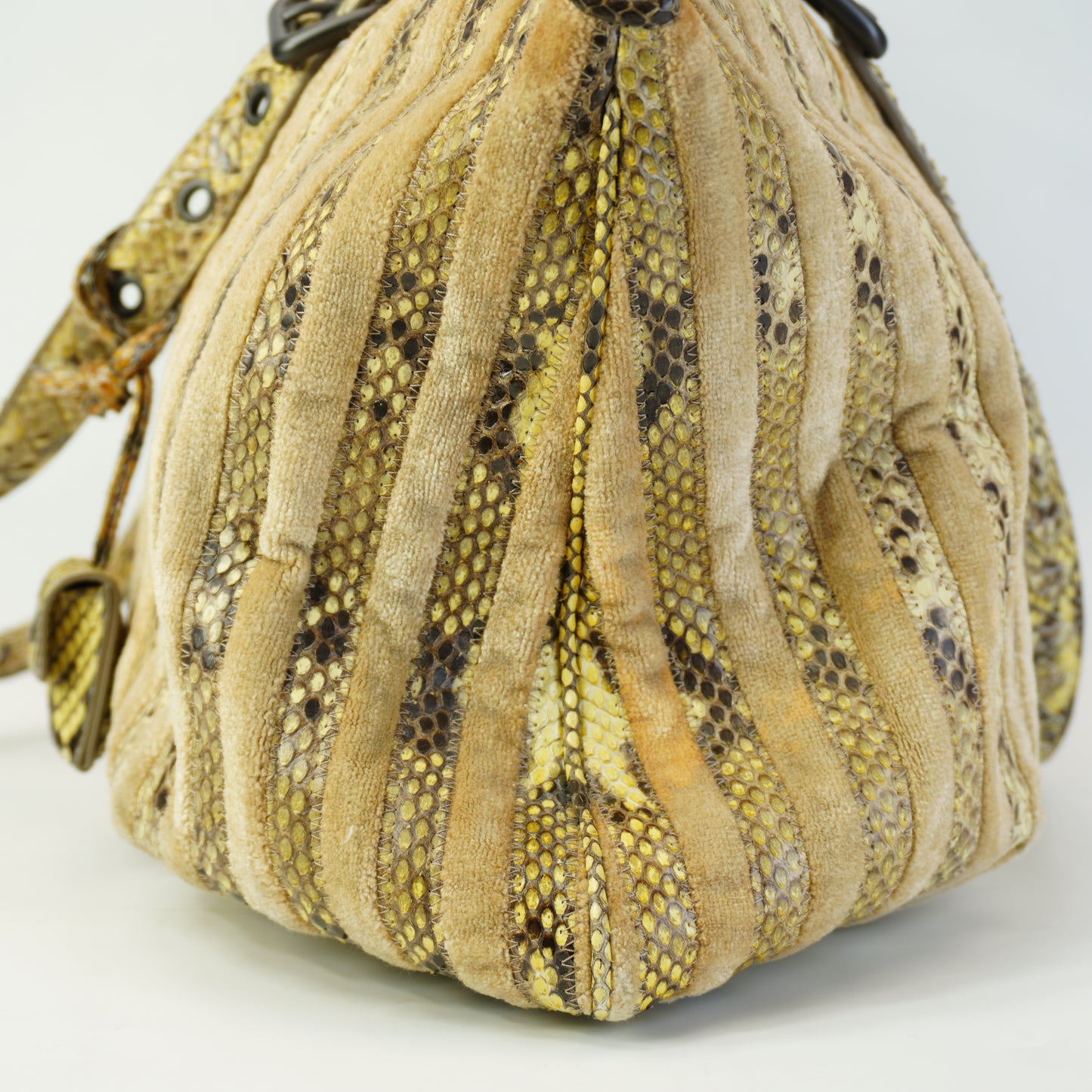 Bottega Veneta Beige Python & Velvet Resina Tote