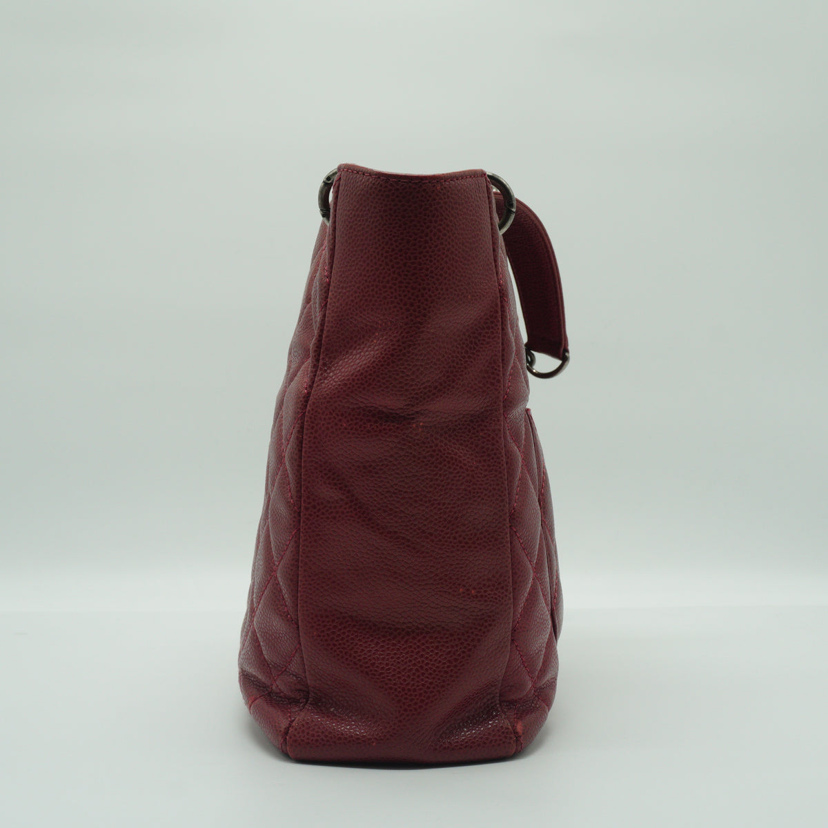 Chanel Petite Shopping Tote Small Pebbled Caviar Burgundy MW