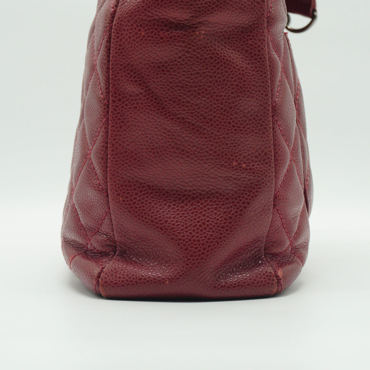 Chanel Petite Shopping Tote Small Pebbled Caviar Burgundy MW