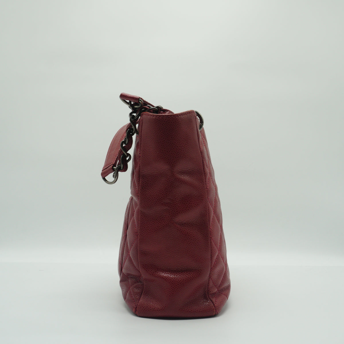 Chanel Petite Shopping Tote Small Pebbled Caviar Burgundy MW